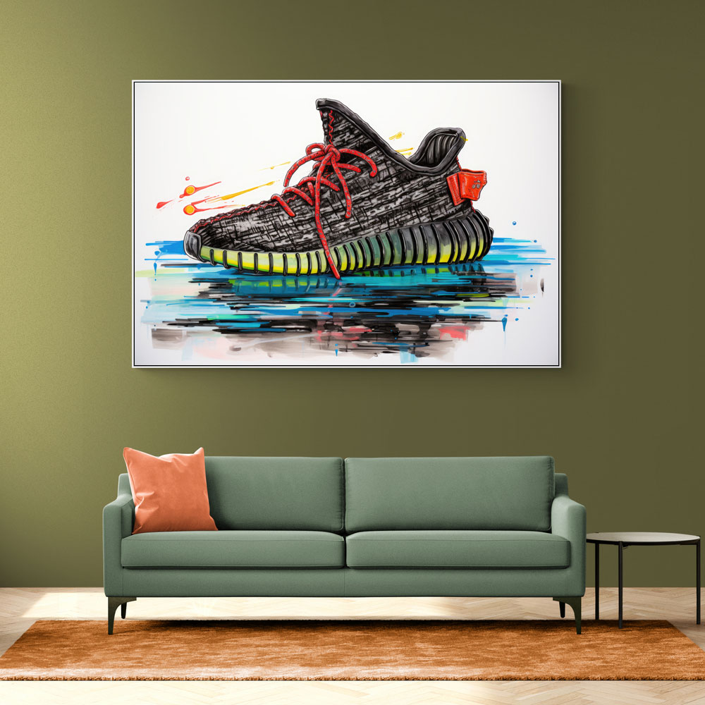 Yeezy Boost 350 Sneakers Graffiti Style Wall Art